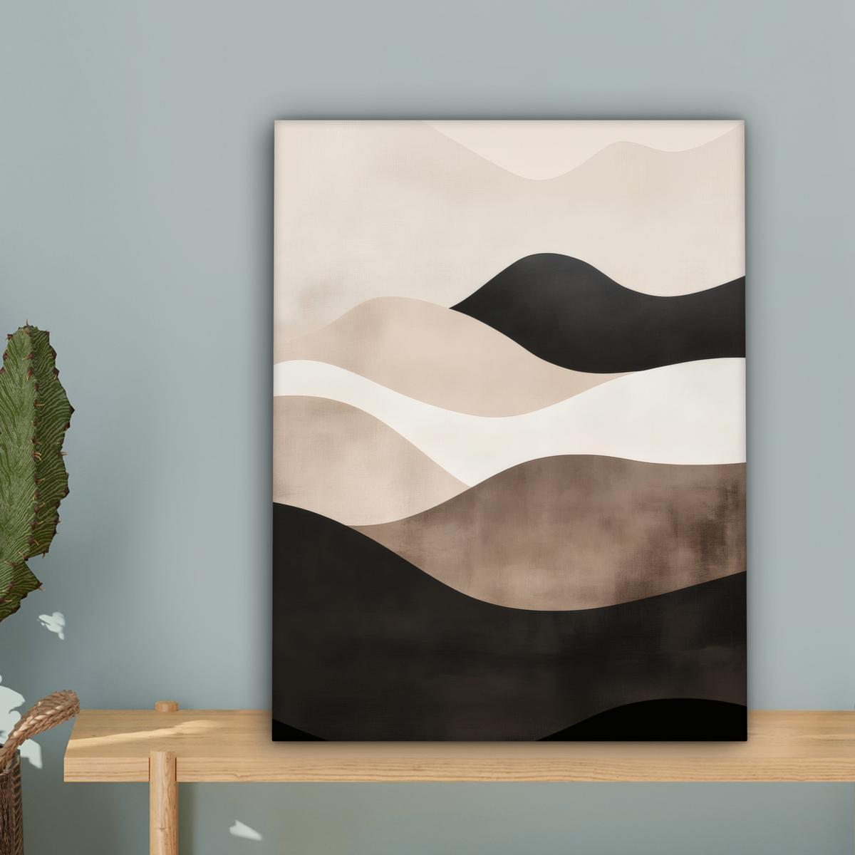LEINWANDBILD Abstrakt - Landschaft - Wellen - Cremefarben Room Decor 30x40 cm - Cappuccino, Textil (30/40cm) - MuchoWow