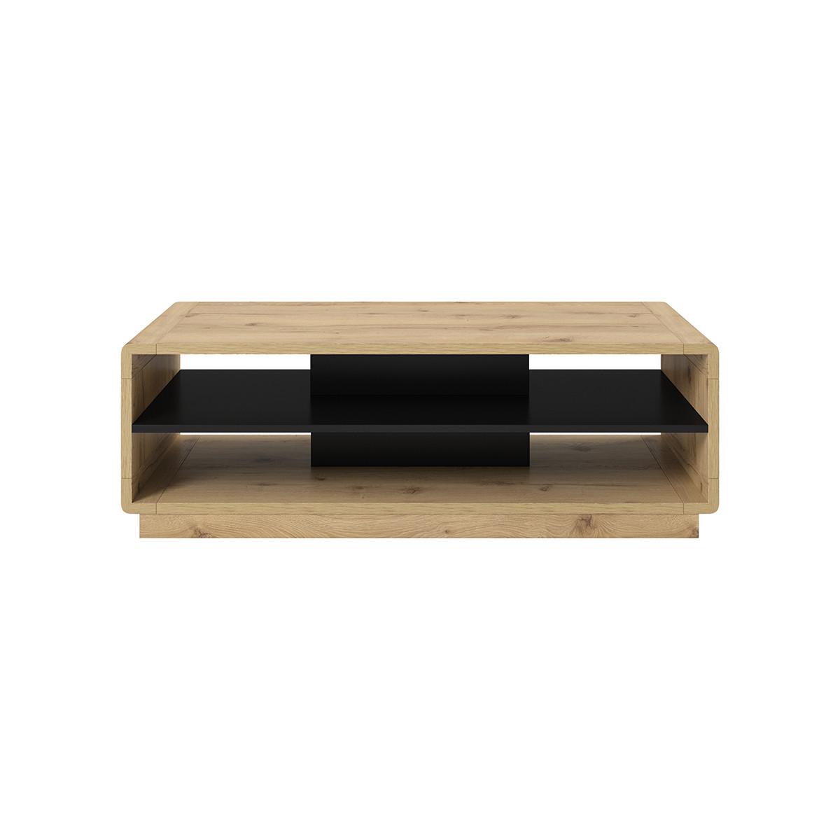 COUCHTISCH Raven Mattschwarz und Holz - Schwarz, Holzwerkstoff (60/120/40cm) - Petits-meubles