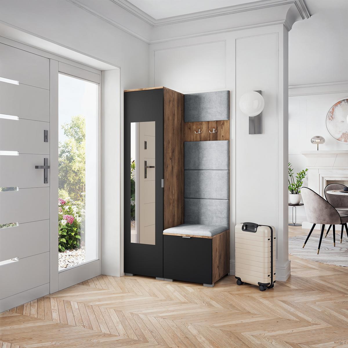 GARDEROBENSCHRANK VIRA 95/181/51 cm Modern Eichefarben - Eichefarben/Hellgrau, Holzwerkstoff (95/181/51cm) - MASSENO
