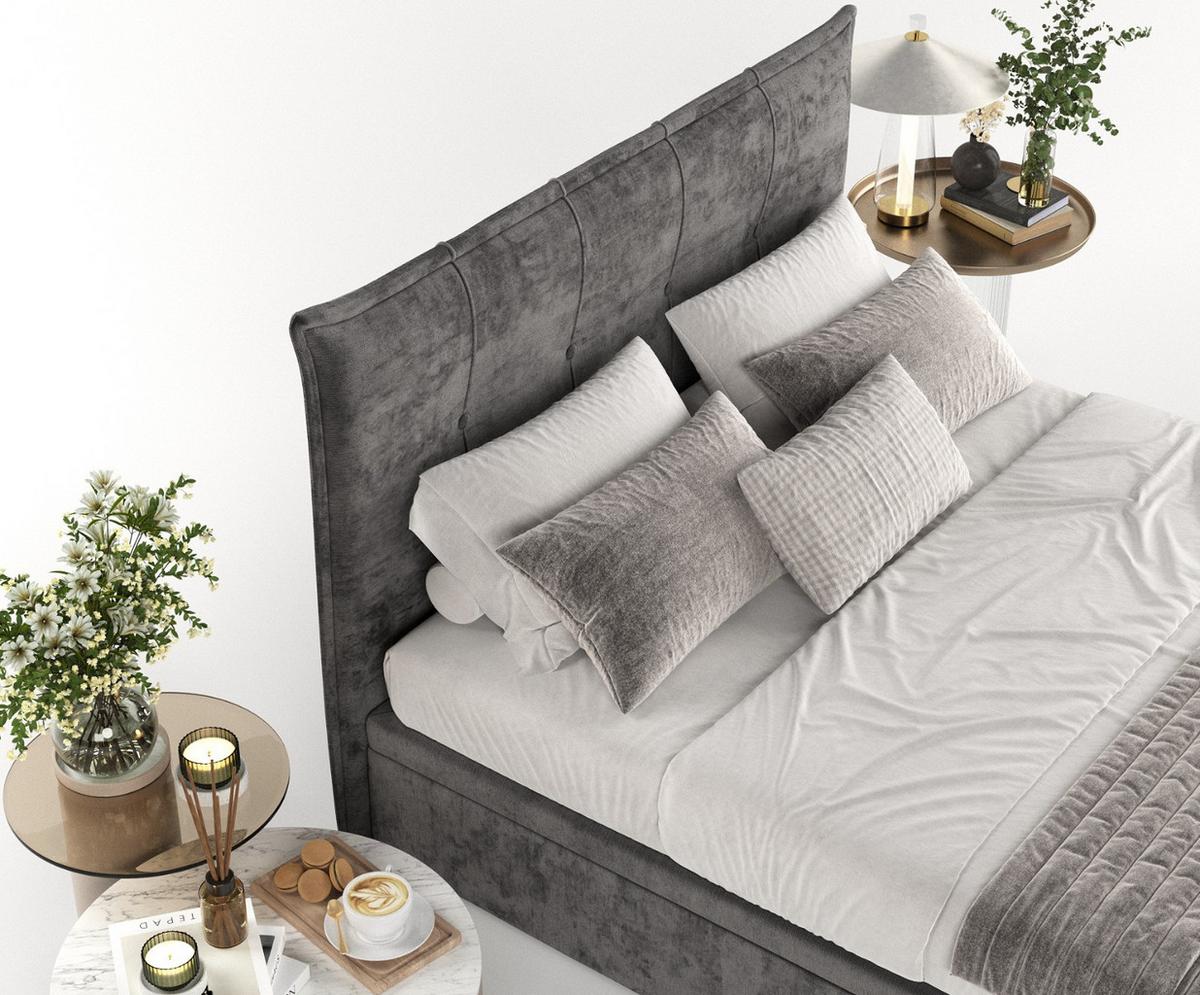 POLSTERBETT Liano mit Stauraum 120/200 cm Stahl im Lotta Stoff - Graphitfarben/Schwarz, Holz/Holzwerkstoff (120/200cm) - AltaBeds