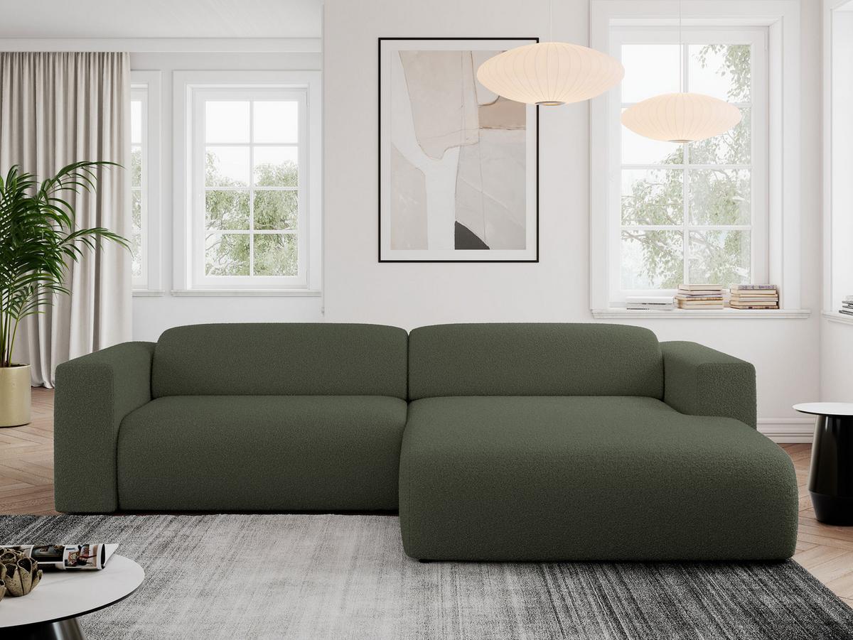 OFERTA WYCOFANA ECKSOFA PASADENA Grün Bouclé Rechts Seite - Schwarz/Grün, Kunststoff/Textil (288/180cm) - MKS