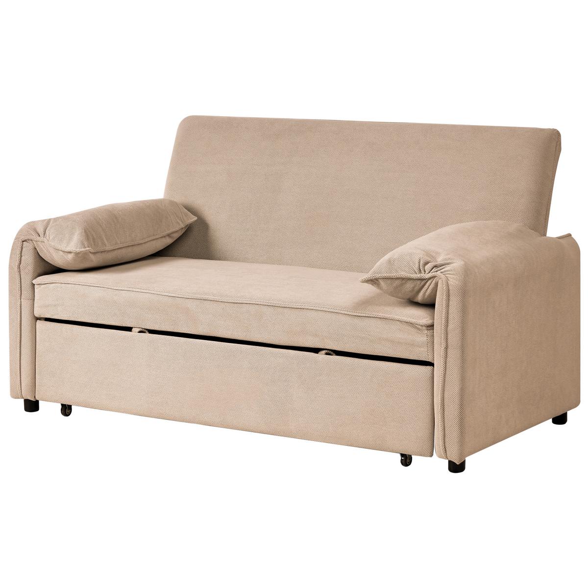 SCHLAFSOFA Stoff Hellbraun Horma - Hellbraun/Braun, Textil (160/92/84cm) - Beliani