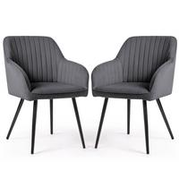 POLSTERSTUHL 2er Set, Metallbeine Graphit 54,5/82/58 - Grau, Textil (55/82/52cm) - RAUMHIRSCH FURNITURE
