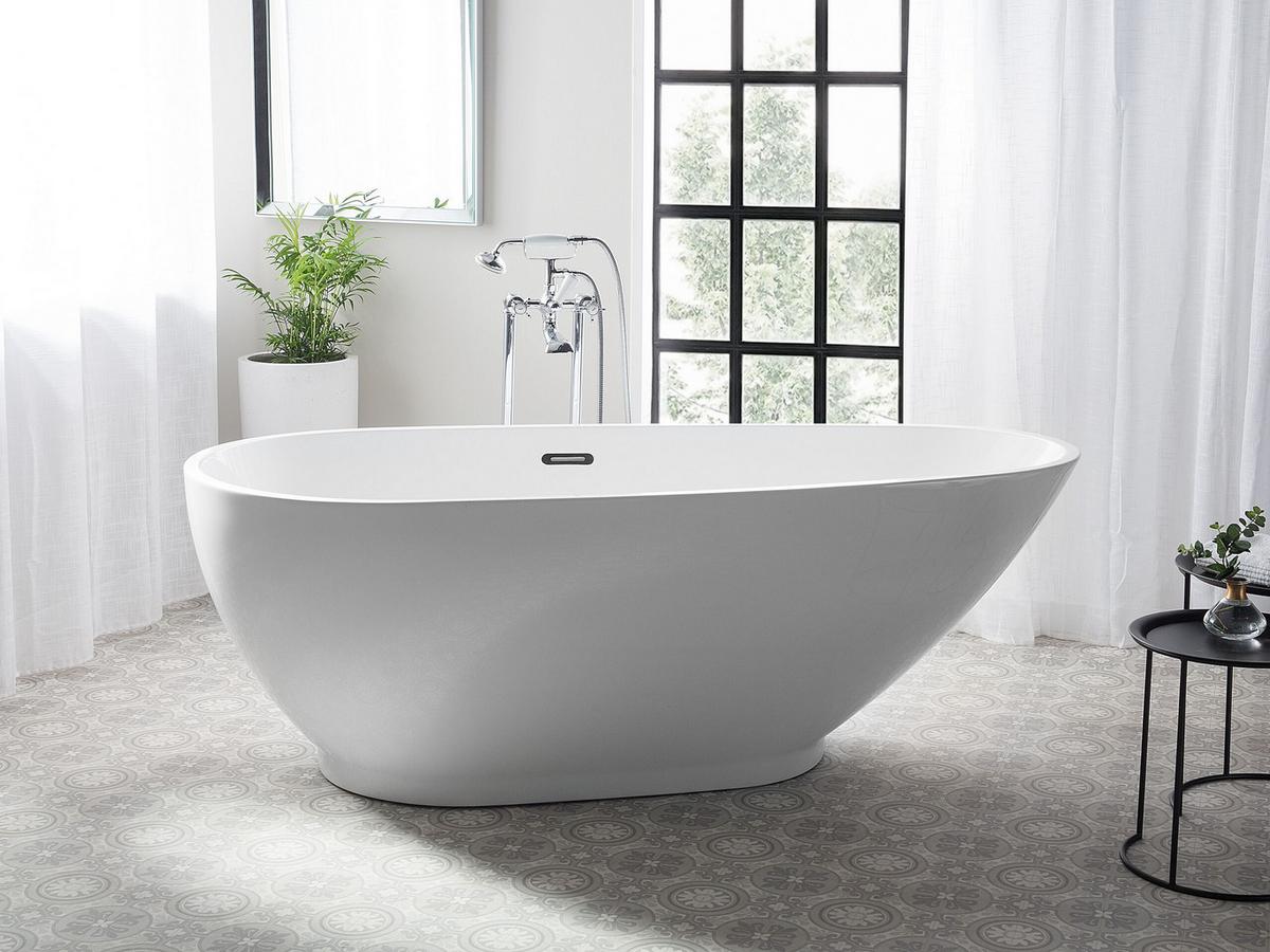 BADEWANNE FREISTEHEND 82x173x59 cm weiß Guiana - Weiß, Kunststoff (82/60/173cm) - Beliani