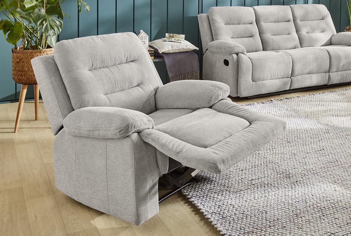 RELAX-FERNSEHSESSEL Federkern, Liegefunktion verstellbar durch halbautomatische Relaxfunktion B101/T98/H103 cm, Chenille Grau / 15501 - Schwarz/Grau, Textil (101/103/98cm) - luma-home