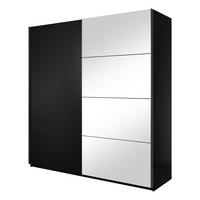 SCHWEBETÜRENSCHRANK BETTINA 200/210/61 cm 2-türig mit Spiegel Schwarz - Schwarz, Holzwerkstoff (200/210/61cm) - MASSENO