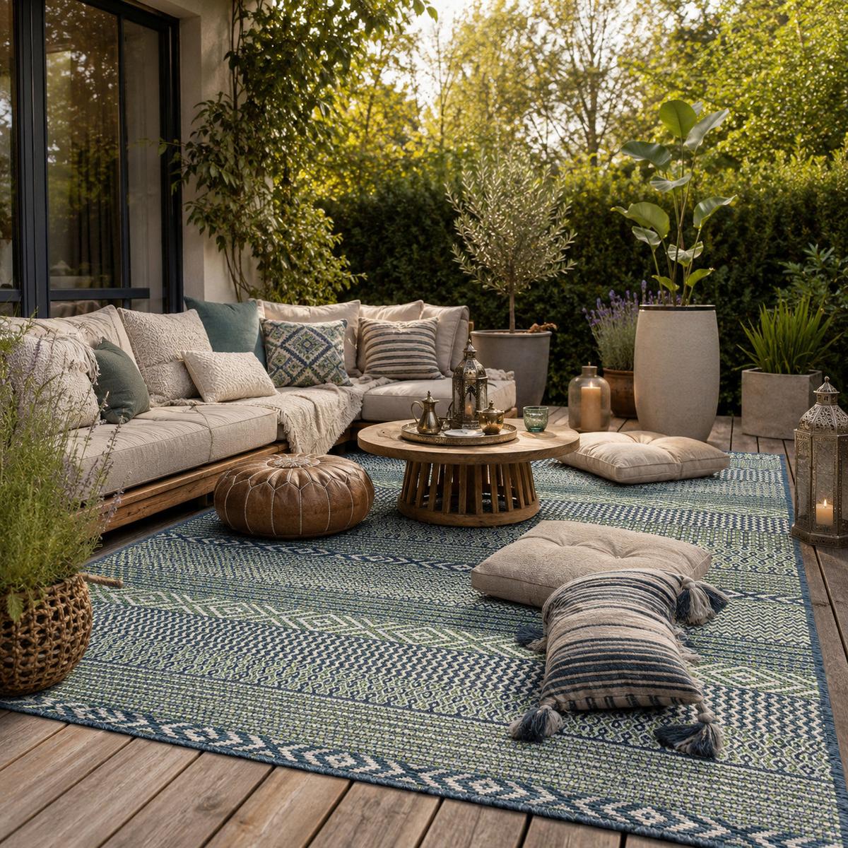 IN- UND OUTDOOR TEPPICH CARPETTO - Blau, Textil (133/190cm) - Pergamon