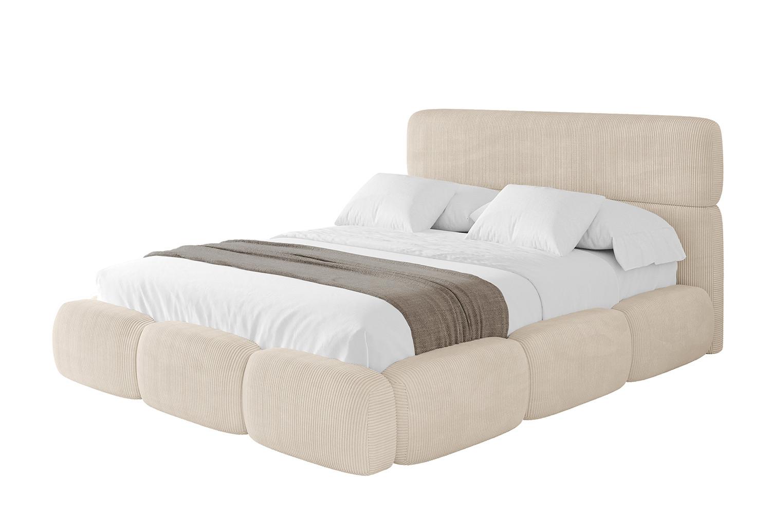 POLSTERBETT mit Bettkasten und Lattenrost, Bett mit Matratze H3/H4 - ELVA 180x200 Beige - Creme, Holzwerkstoff/Textil (180/200cm) - ALTDECOR