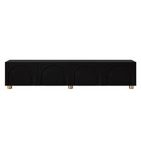 TV-LOWBOARD Schwarz 180cm mit 3D-Bogenrelief 4 Türen & Metallfüßen - Schwarz, Holzwerkstoff (180/40/35cm) - Urban Meuble