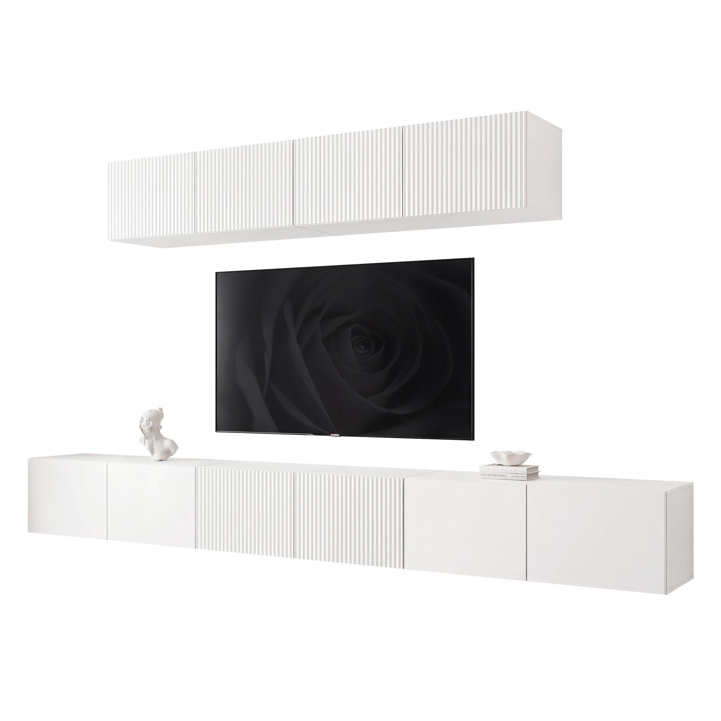TV-LOWBOARD ANGEL VIII mit LED-Beleuchtung, 300 cm Weiß matt - Weiß, Holzwerkstoff (300/72/40cm) - Idohome