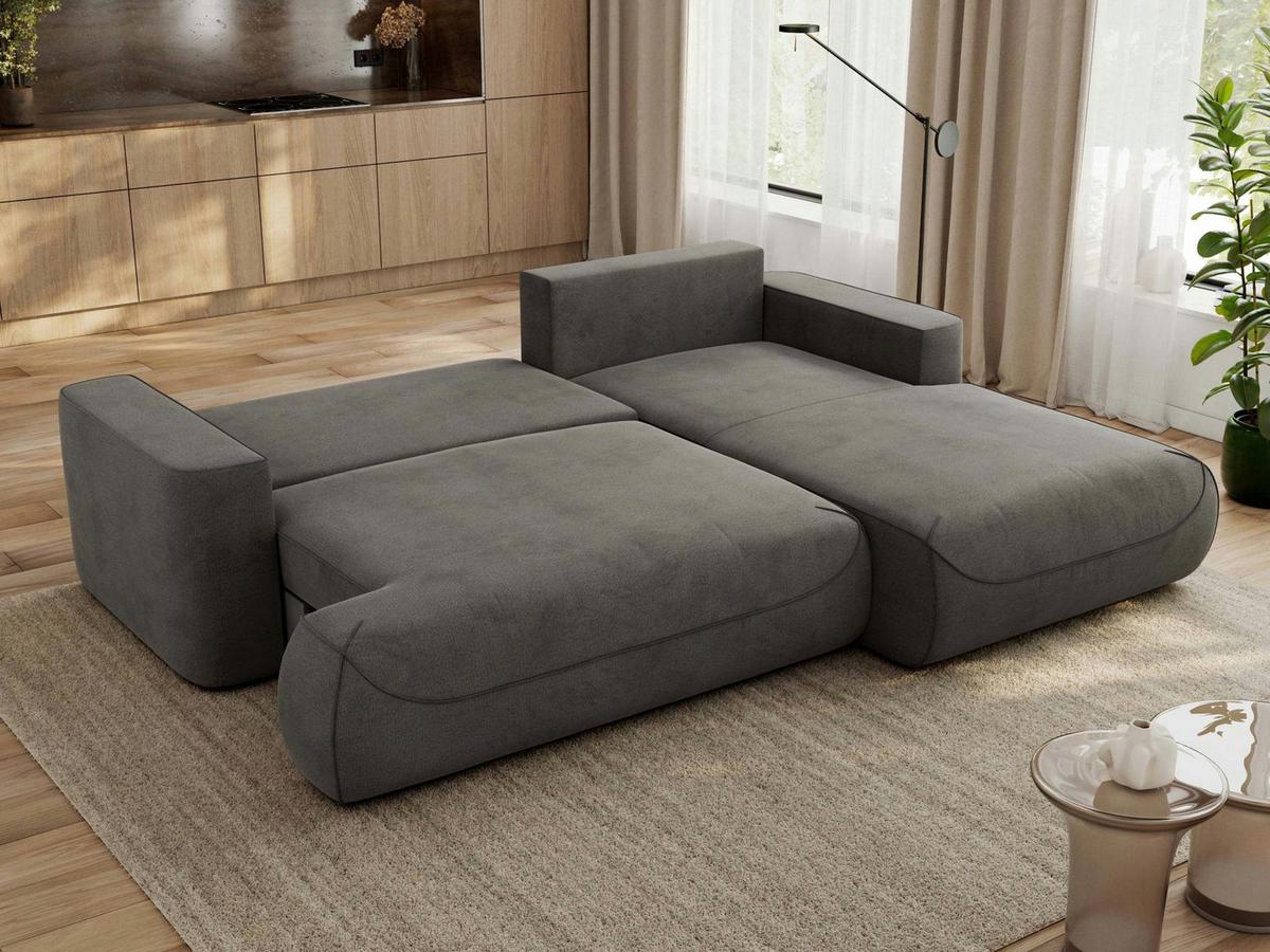 ECKSOFA OVO L Dunkelgrau Velvet - Rechts Seite - Dunkelgrau/Schwarz, Kunststoff/Textil (195/271cm) - MKS