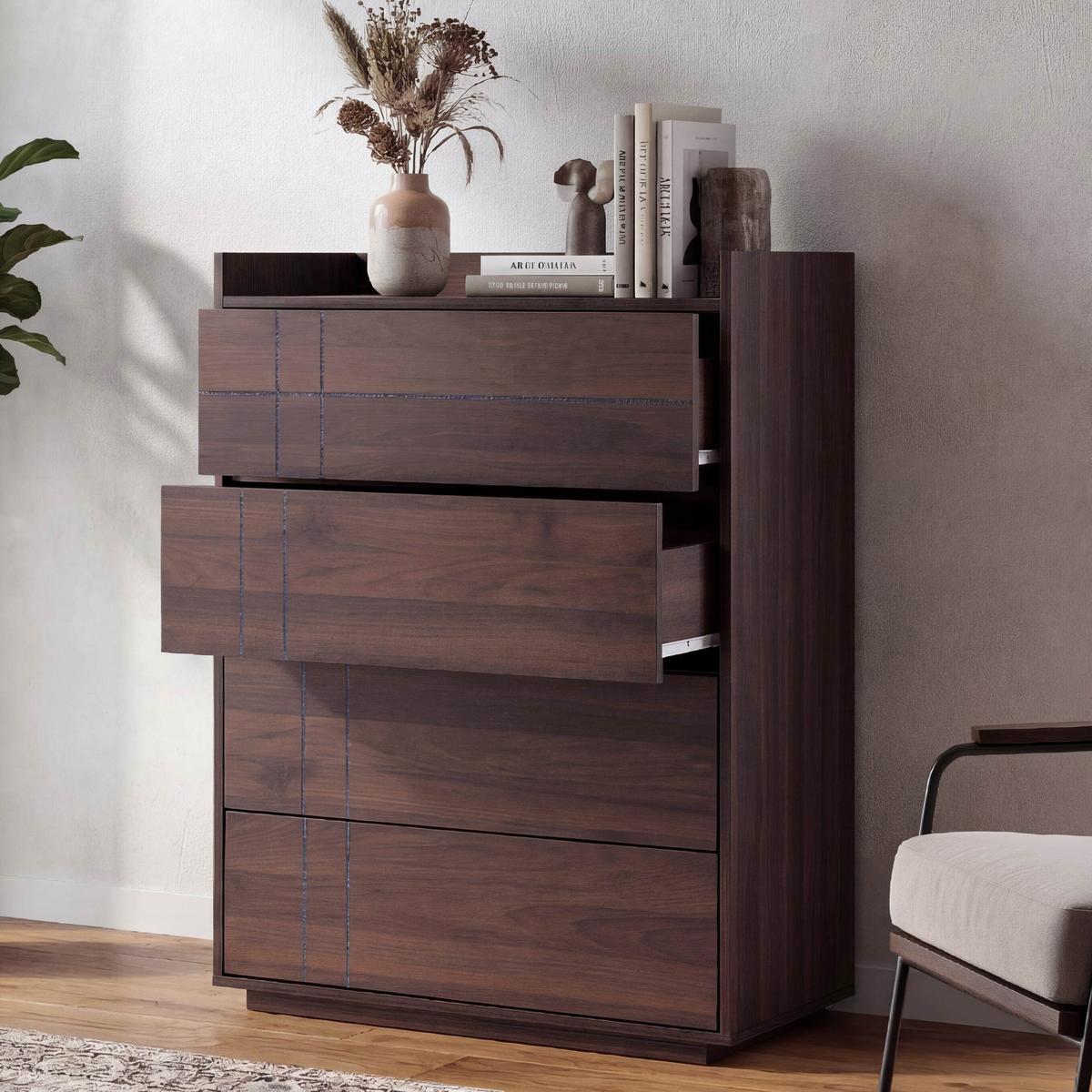 KOMMODE Walnuss Dekor - Walnussfarben, Holz (80/107/40cm) - MCW