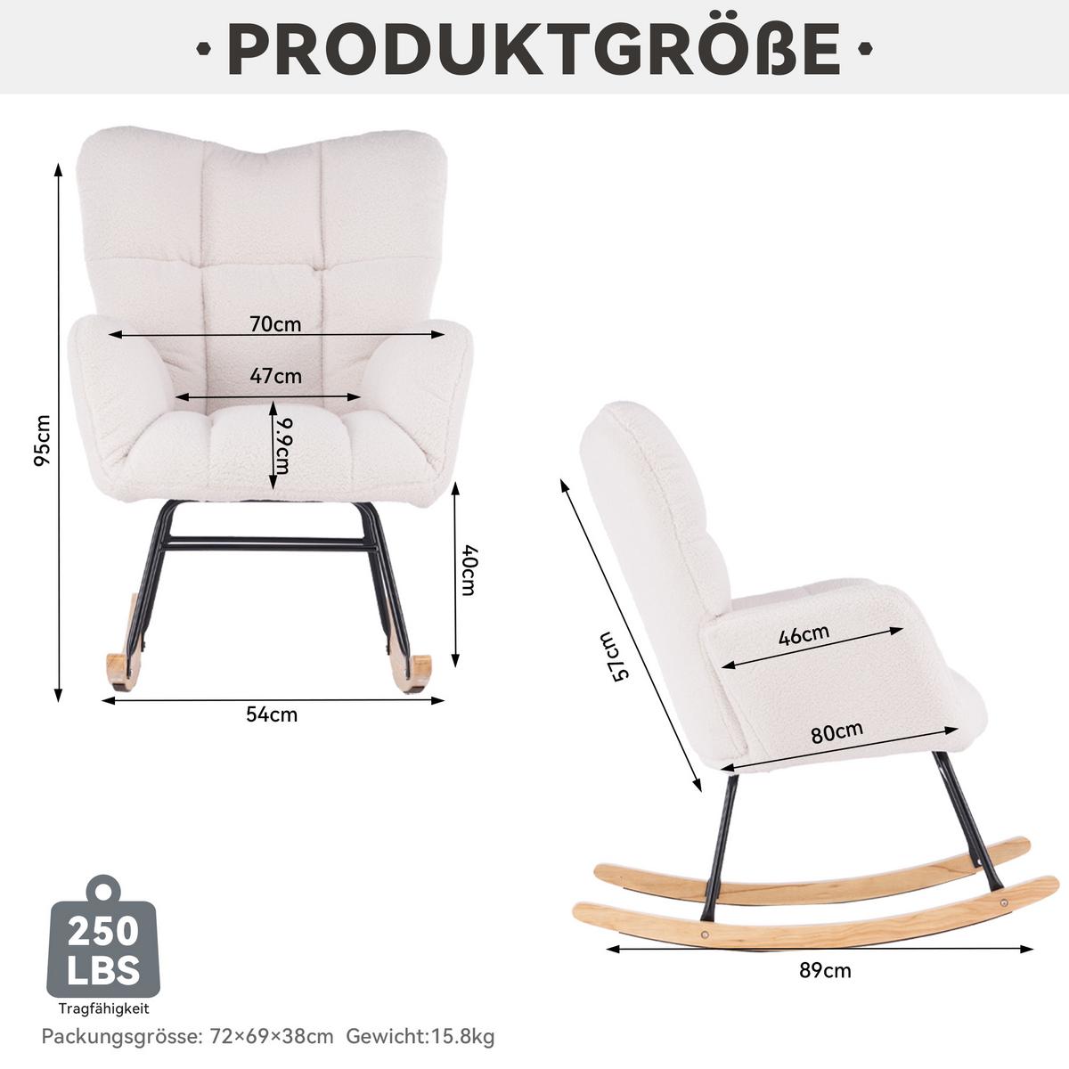 SCHAUKELSESSEL Weiß - Weiß, Holz/Textil (70/95/80cm) - Urban Meuble