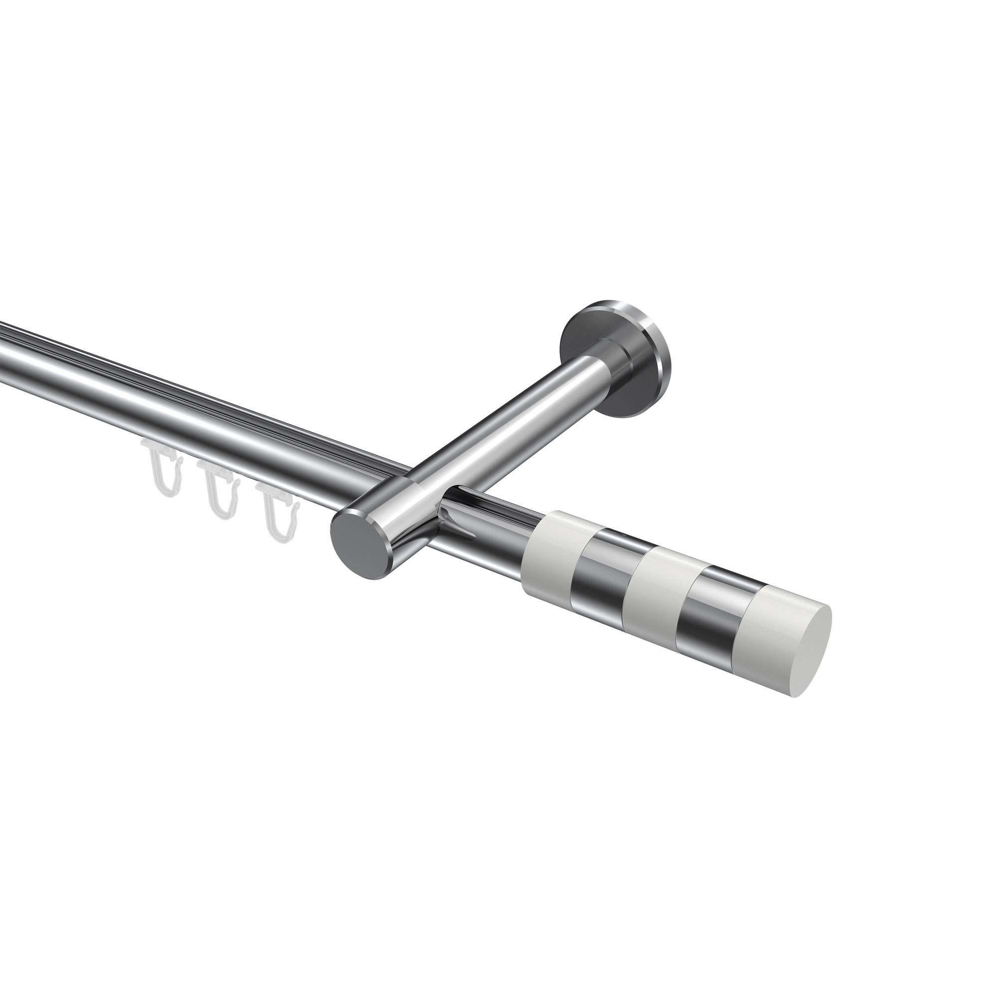 GARDINENSTANGE INNENLAUF Prestige Mavell 480 cm (geteilt in 3 x 160 cm), 1-läufig, 20 mm Ø Chrom - Chromfarben/Weiß, Metall (480cm) - INTERDECO