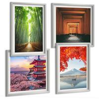 BILDER SET 4er Set - 50x50 cm & 40x60 cm Silberner Rahmen - Fuji-Torii-Bambuswald, Japan - Silberfarben, Kunststoff (50/50cm) - TULUP