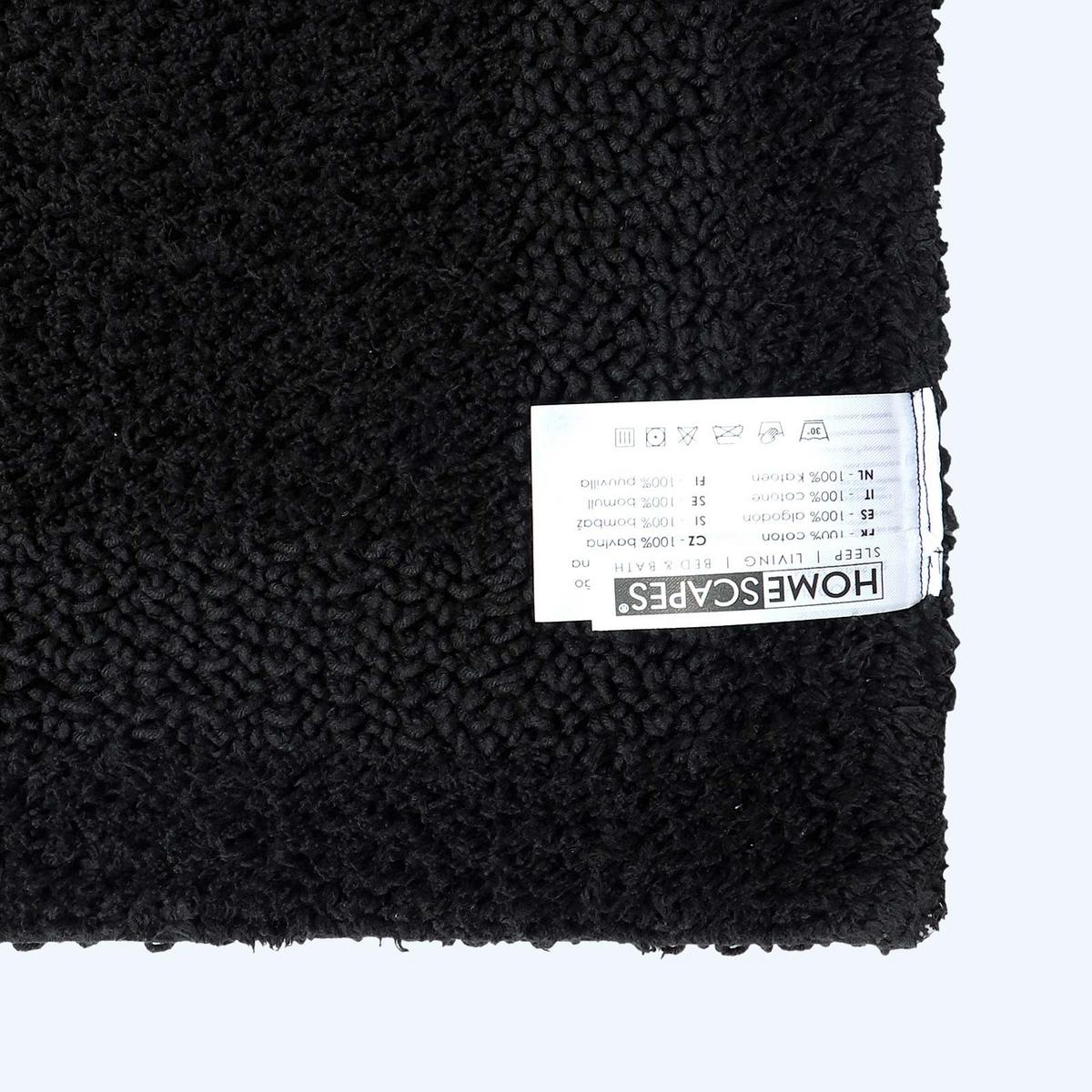 BADEMATTE 70/120 cm, 100% Baumwolle, wendbar - Schwarz, Textil (70/120cm) - Homescapes