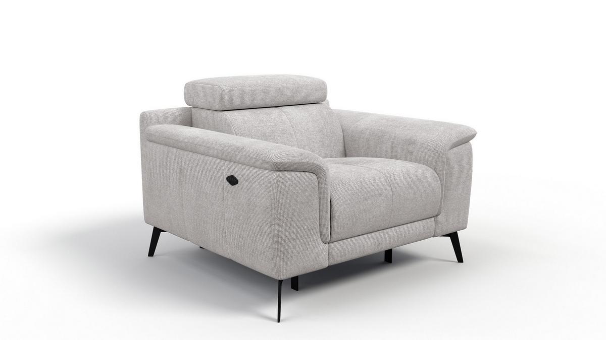 SESSEL FIERO mit Relaxfunktion, creme - Creme/Schwarz, Holzwerkstoff/Textil (114/82/103cm) - Wozimo