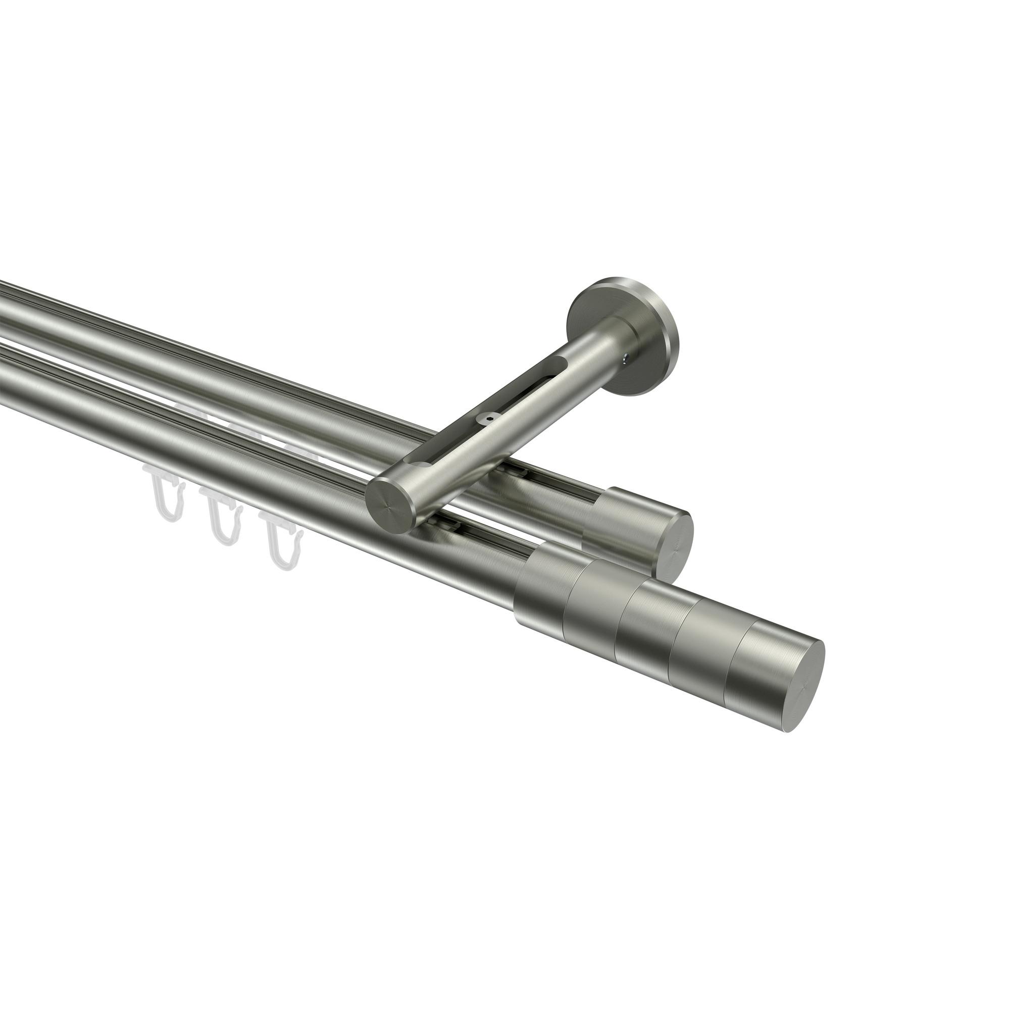 GARDINENSTANGE INNENLAUF Siteno Mavell 600 cm (geteilt in 3 x 200 cm), 2-läufig, 20 mm Ø Edelstahl-Optik - Edelstahlfarben/Silberfarben, Metall (600cm) - INTERDECO