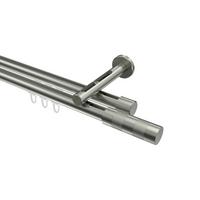 GARDINENSTANGE INNENLAUF Siteno Mavell 600 cm (geteilt in 3 x 200 cm), 2-läufig, 20 mm Ø Edelstahl-Optik - Edelstahlfarben/Silberfarben, Metall (600cm) - INTERDECO