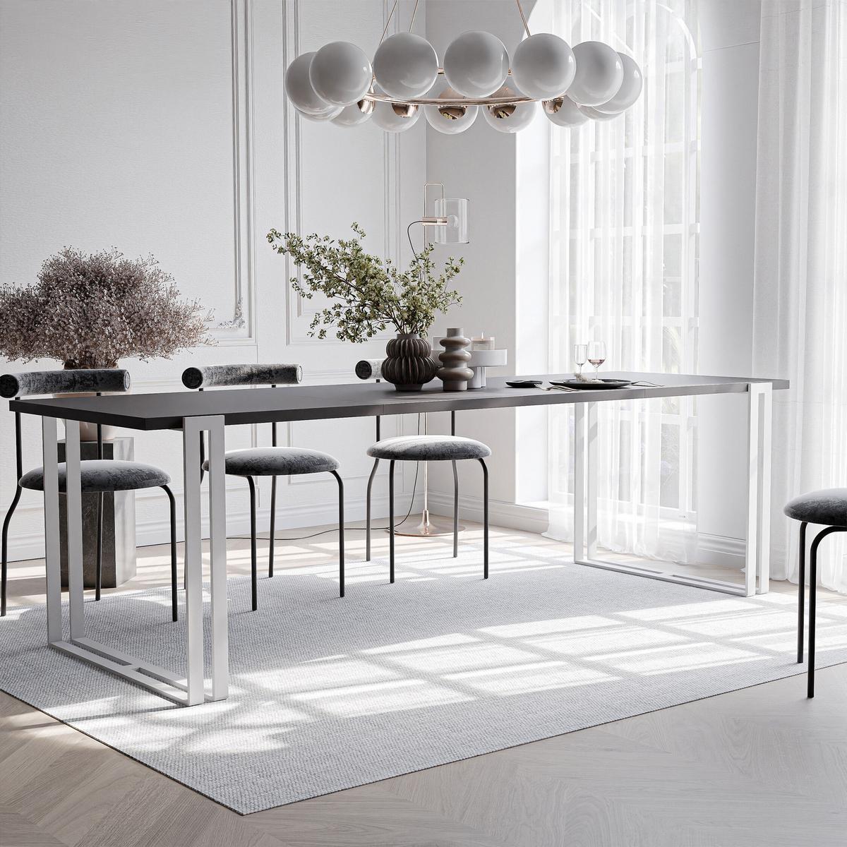 TISCH ausziehbar aus MDF, Schwarz - Schwarz/Weiß, Holzwerkstoff (140/80/76cm) - Idohome