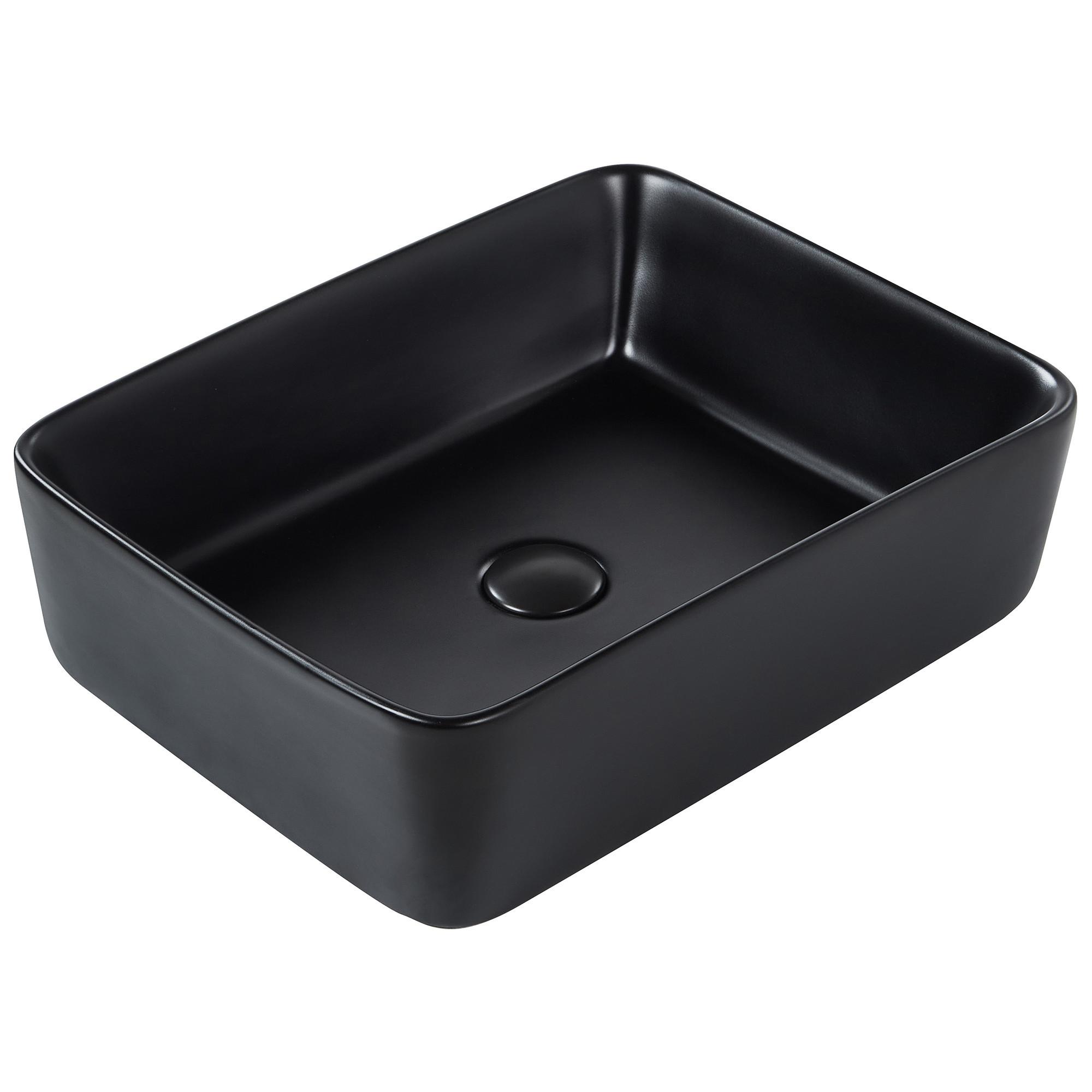 AUFSATZWASCHBECKEN Schwarz 49/38 cm Keramik Travesia - Schwarz, Keramik (49/14/38cm) - Beliani
