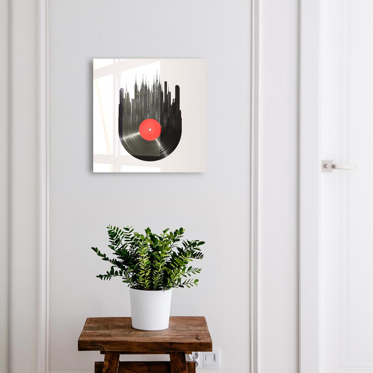 SCHLÜSSELBOX Schwarz 30x30 cm- Türöffnung nach rechts - Musik der Stadt - Schwarz, Metall (30/30/5cm) - TULUP