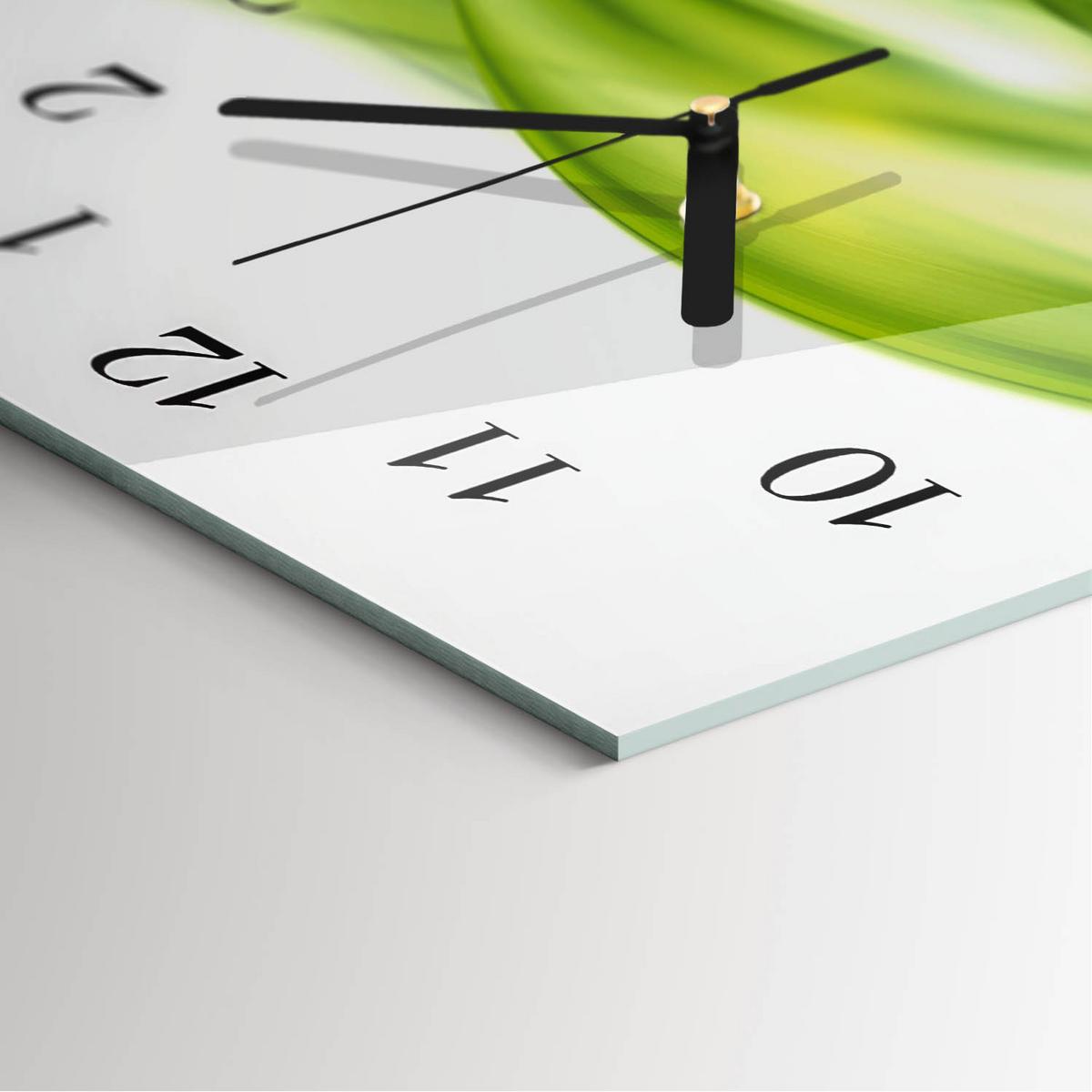 WANDUHR aus Glas 30x60 cm - Abstrakte Linien - Grün, Glas (30/60/0.4cm) - TULUP