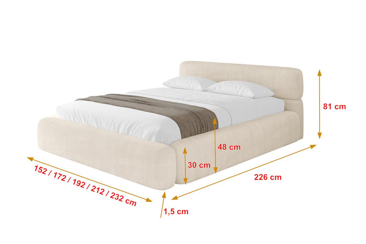 POLSTERBETT mit Bettkasten und Lattenrost, Bett mit Matratze H3/H4 - ENORA-V1 180x200 Beige - Creme, Holzwerkstoff/Textil (180/200cm) - ALTDECOR
