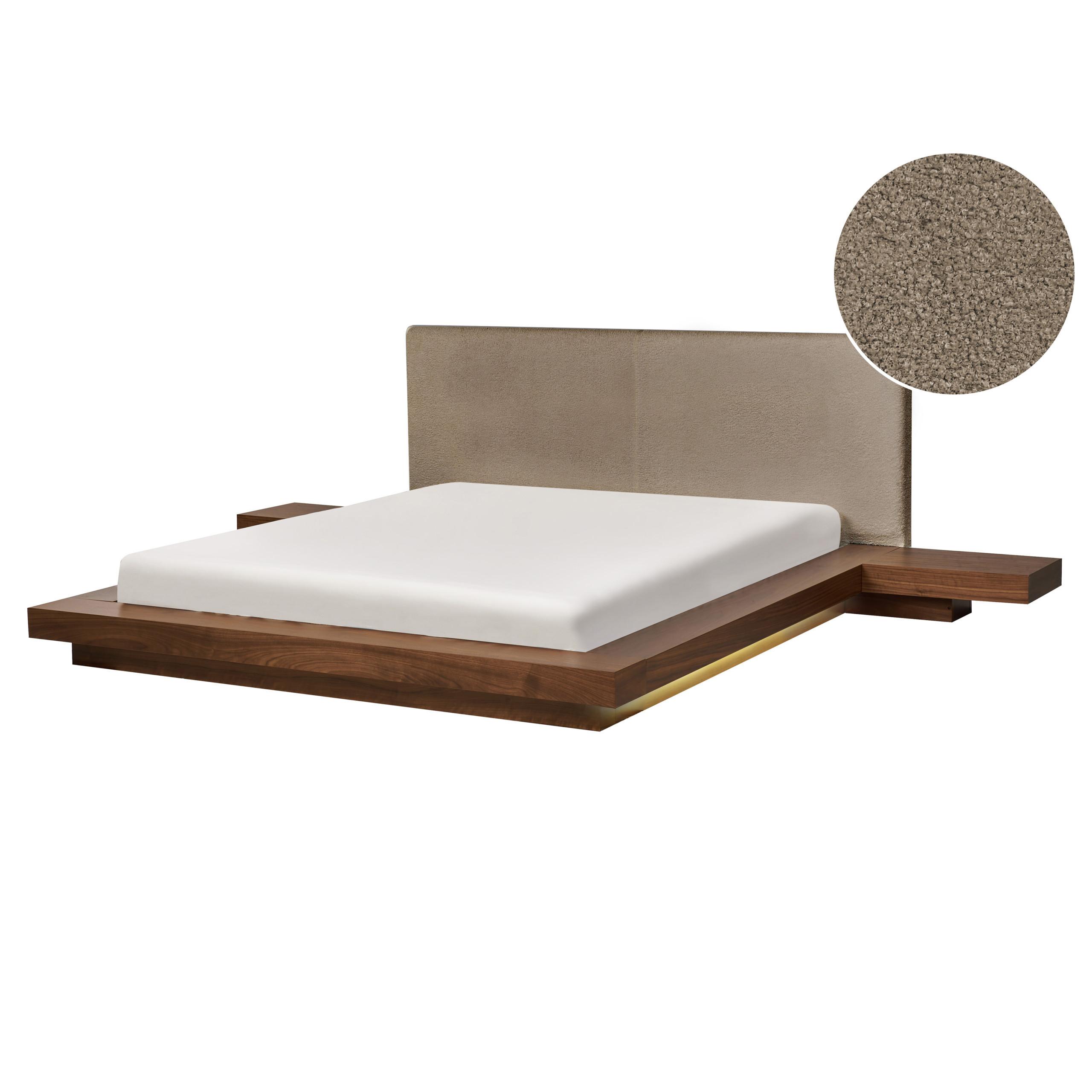 BETT mit LED 160/200 cm MDF-Platte Taupe Zen - Taupe, Holz (160/200cm) - Beliani