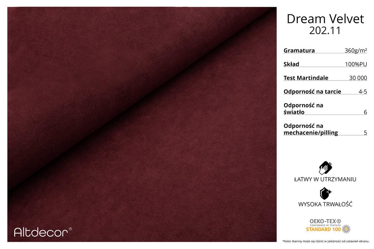 ECKSOFA mit Schlaffunktion Ottomane RECHTS OLEA-L2 321x164x75 Bordeauxrot Velours - Bordeaux/Schwarz, Holzwerkstoff/Kunststoff (164/321cm) - ALTDECOR