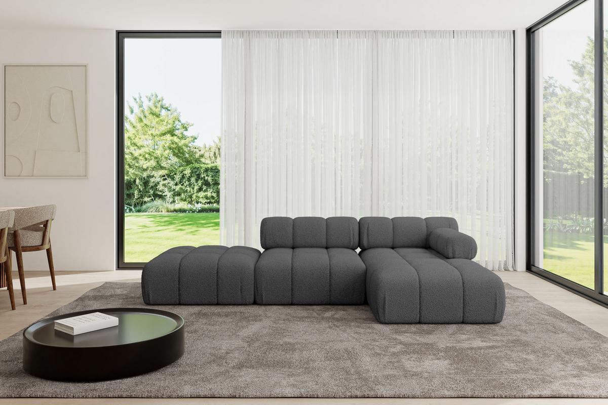 ECKSOFA modulares Sofa Lizur-L1 - 285x160x70 cm Grau Bouclé - Grau, Holzwerkstoff/Textil (285/160cm) - ALTDECOR