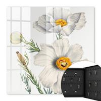 SCHLÜSSELBOX Schwarz 30x30 cm- Türöffnung nach rechts - Blumen Natur - Weiß, Metall (30/30/5cm) - TULUP