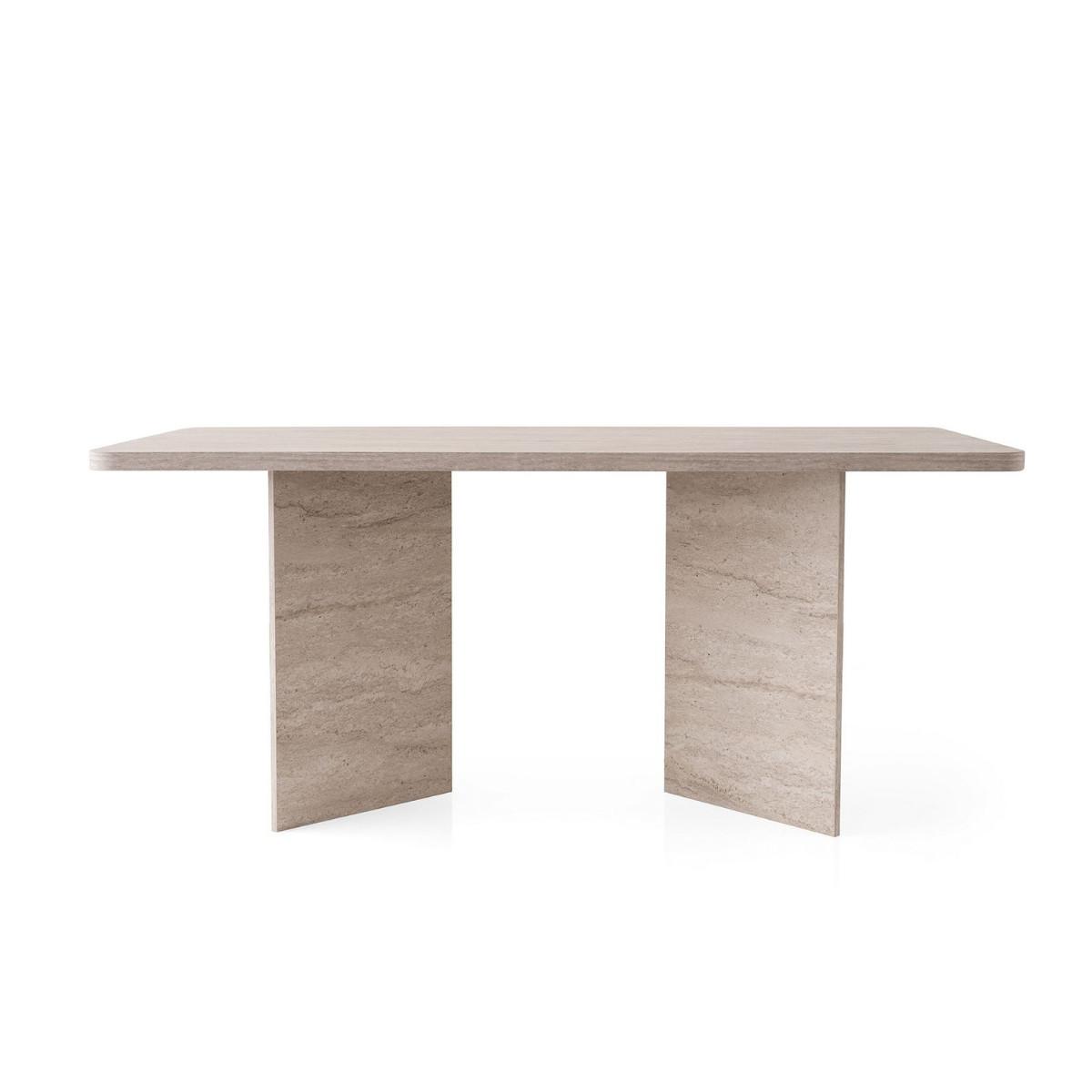 ESSTISCH mit rechteckiger Platte und 2 Beinen L180 cm - LOFT - Beige, Holzwerkstoff (95/90/77cm) - Calicosy