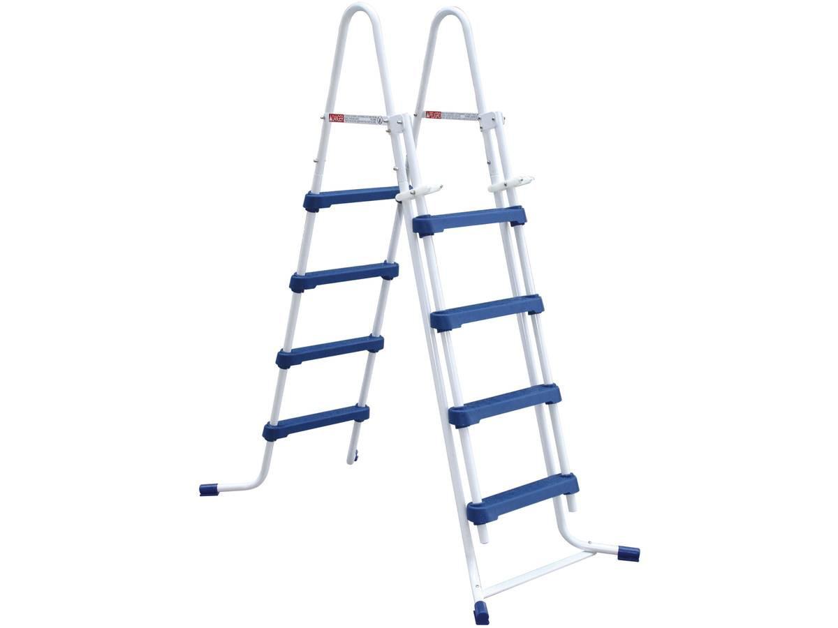 TREPPE echelle piscine - hauteur 1,32m Weiß und blau - Weiß, Metall (66/173/145cm) - Habitat Garten