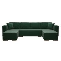 WOHNLANDSCHAFT Vinoria Grün 327/180/82 cm mit Schlaffunktion - Chromfarben/Grün, Textil/Metall (327/82/180cm) - AX Living