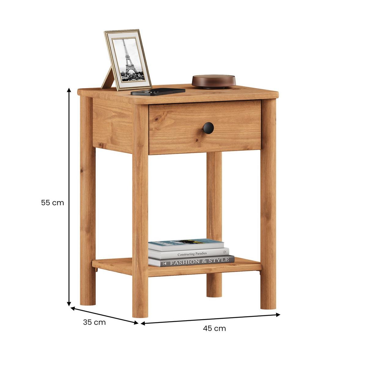 NACHTTISCH APOANA - Eichefarben, Holz (45/55/35cm) - IDIMEX