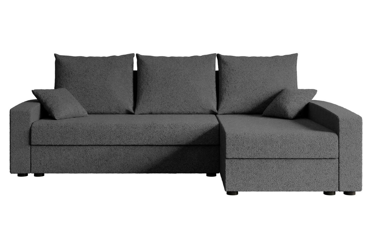 ECKSOFA mit Schlaffunktion und Bettkasten ALESIA-L 231x140x90 cm Grau Bouclé - Silberfarben/Grau, Holzwerkstoff/Kunststoff (231/140cm) - ALTDECOR