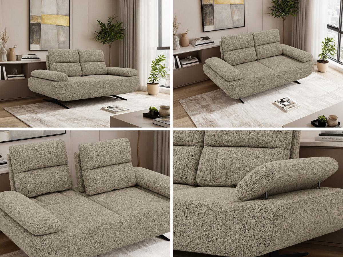 2-SITZER SOFA SORAE - Taupe Stukture - Taupe/Schwarz, Textil/Metall (182/94/107cm) - MKS