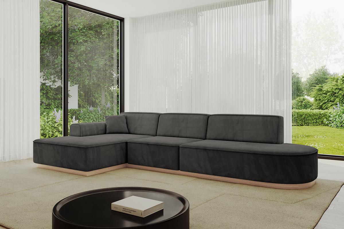 ECKSOFA Ottomane Links IREA-L2 - 327x165x80 cm Ecru - Anthrazit, Holzwerkstoff/Textil (327/165cm) - ALTDECOR