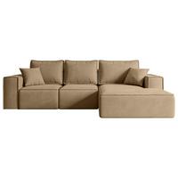 ECKSOFA mit Schlaffunktion und Bettkasten SERRA-L-S - 266x161x87 cm Beige Velours - Beige/Schwarz, Holzwerkstoff/Kunststoff (266/161cm) - ALTDECOR