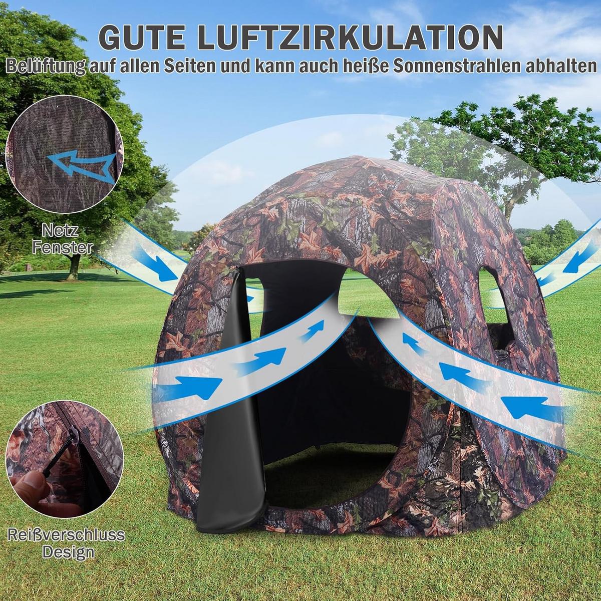 JAGDZELT Camouflage - Multicolor, Textil (152/163/152cm) - COSTWAY