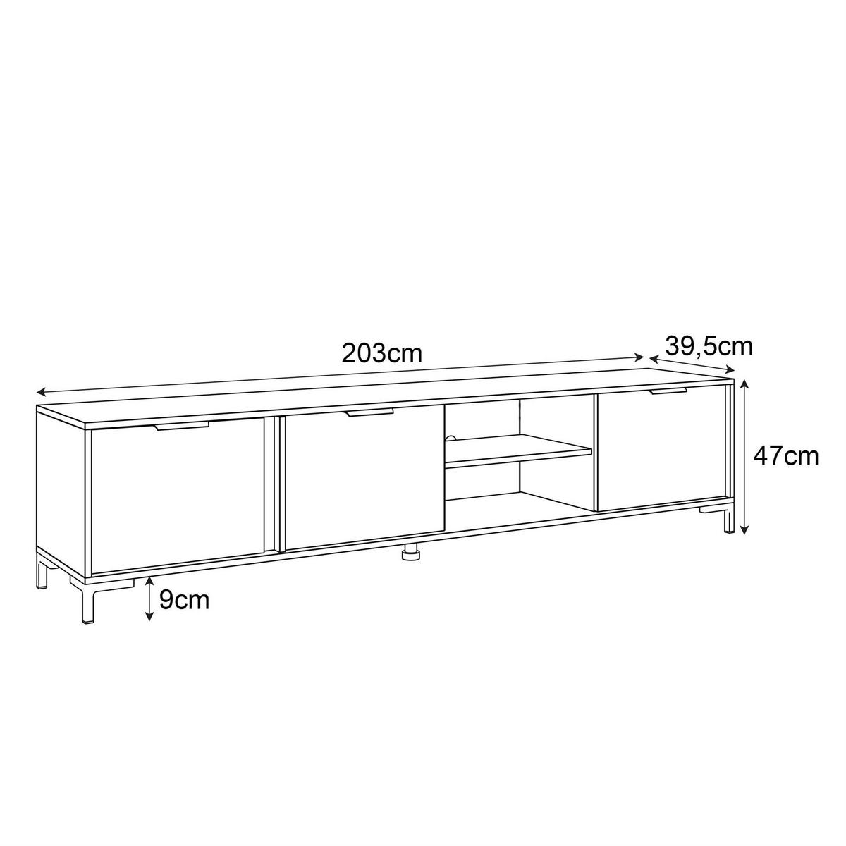 TV Element LARETTO II 203 cm anthrazit - Schwarz, Holzwerkstoff (203/47/40cm) - Lookway