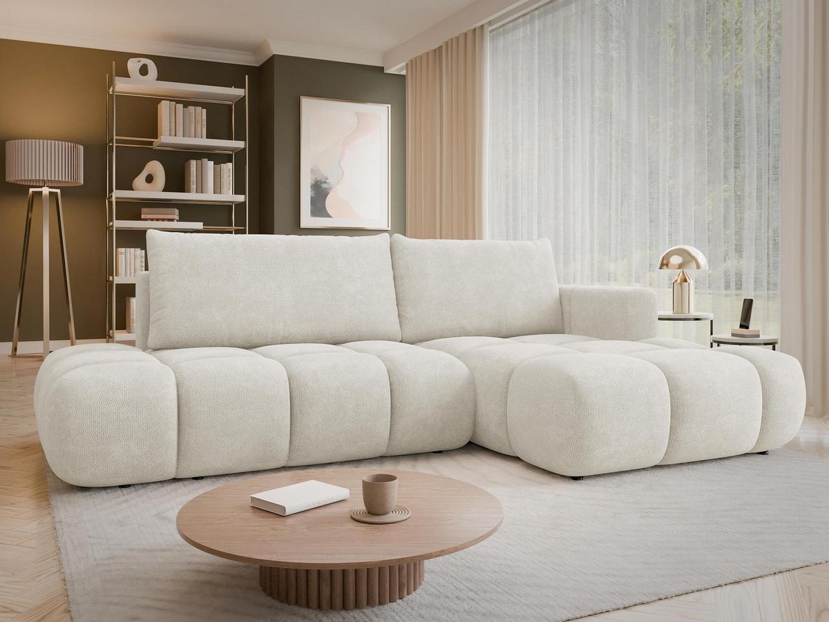 ECKSOFA Soffi, Seite: Rechts - Creme/Schwarz, Holz/Kunststoff (283/166cm) - MIRJAN24