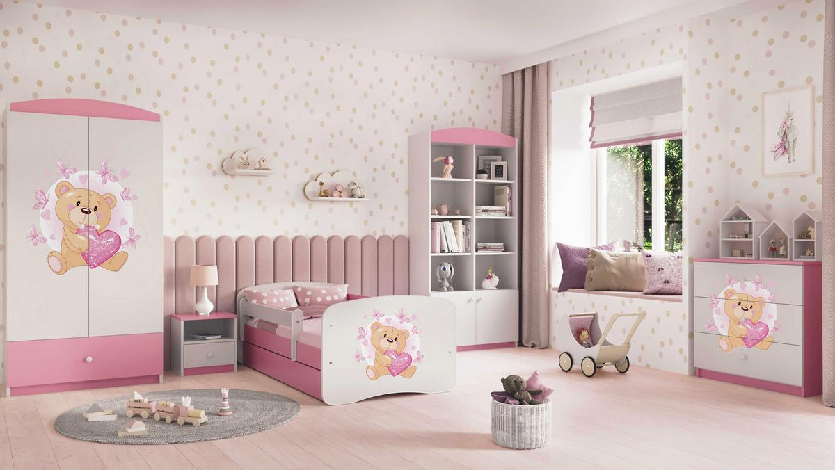 KINDERKLEIDERSCHRANK Teddybär I - Hellrosa, Holzwerkstoff (90/175/52cm) - RAUMHIRSCH FURNITURE