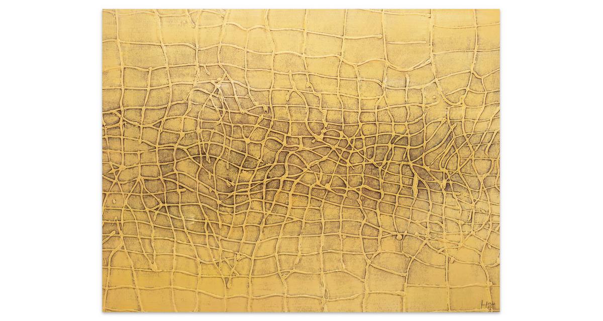 ACRYLBILD HANDGEMALT 100/75 cm - Gelb, Holz/Textil (100/75cm) - KUNSTLOFT