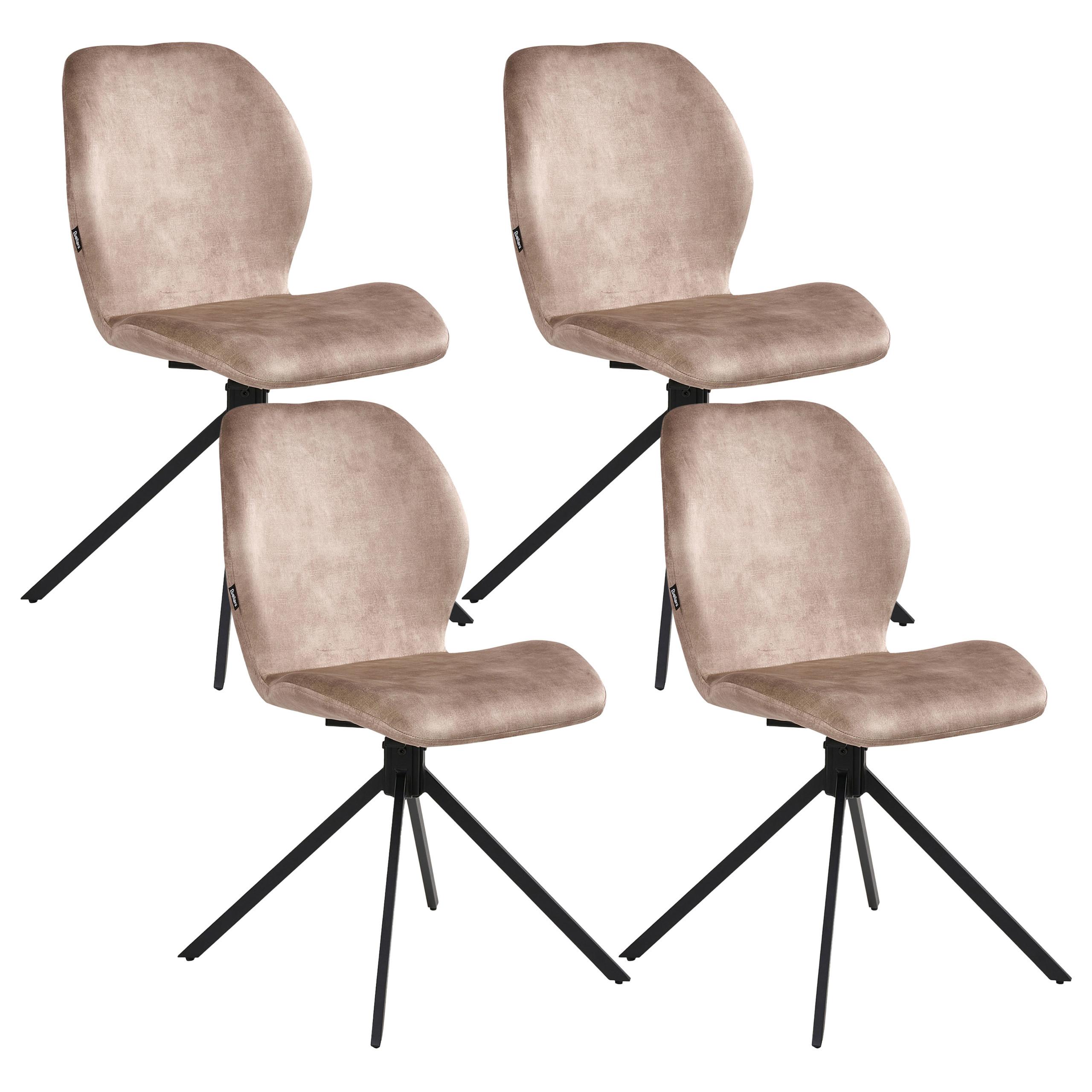 ESSZIMMERSTUHL 4er-Set drehbar Samtstoff Beige Morrison - Beige, Textil (50/86/56cm) - Beliani