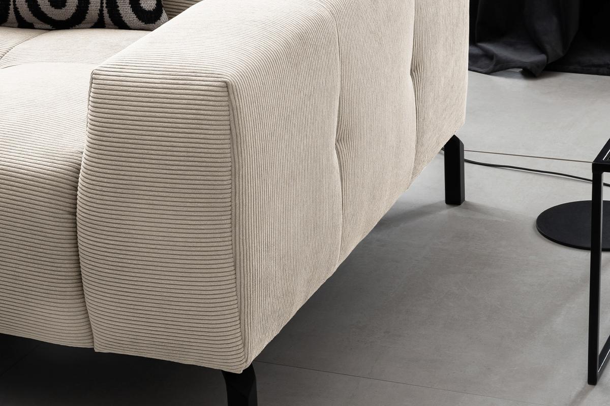 ECKSOFA OHIO Weiß Cord - Schwarz/Weiß, Textil/Metall (311/219cm) - KAWOLA