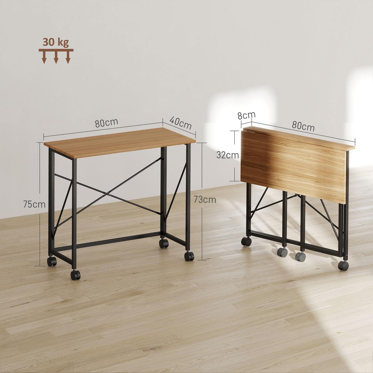 KLAPPBARER-SCHREIBTISCH MDF Eiche - Eichefarben, Holz (80/40/75cm) - HOMCOM