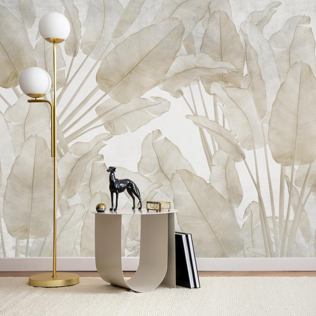 FOTOTAPETE Beige Bananenblätter Tropische Pflanzen 100x70 - Beige/Braun, Papier (100/70cm) - Muralo
