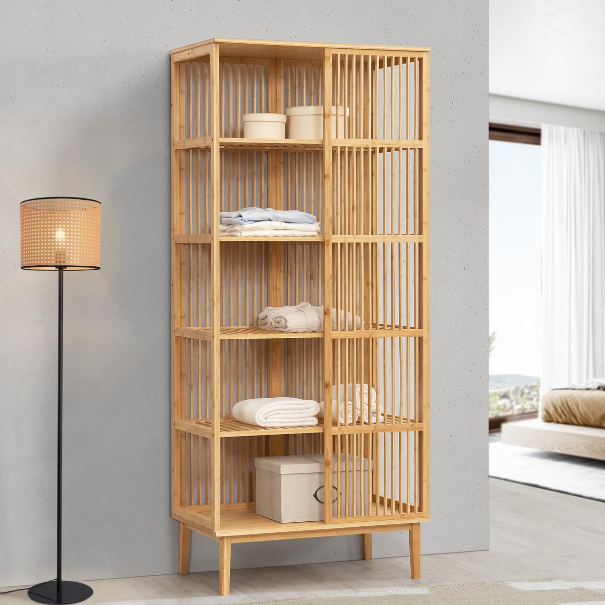 STANDREGAL Trundholm - Naturfarben, Holz (80/185/45cm) - [en.casa]